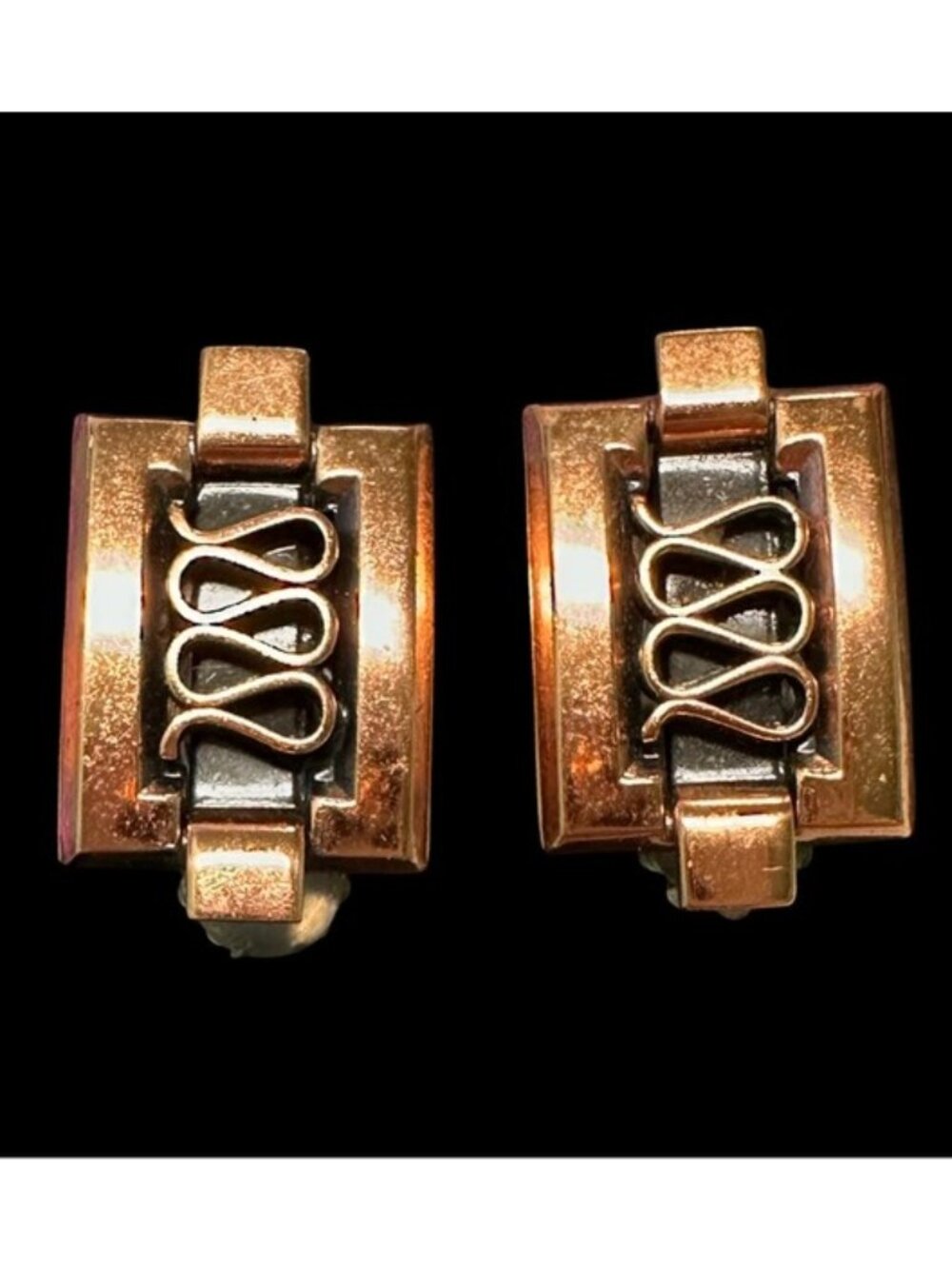 Authentic Vintage Renoir Signed Copper Clip On Earrings Mid Century